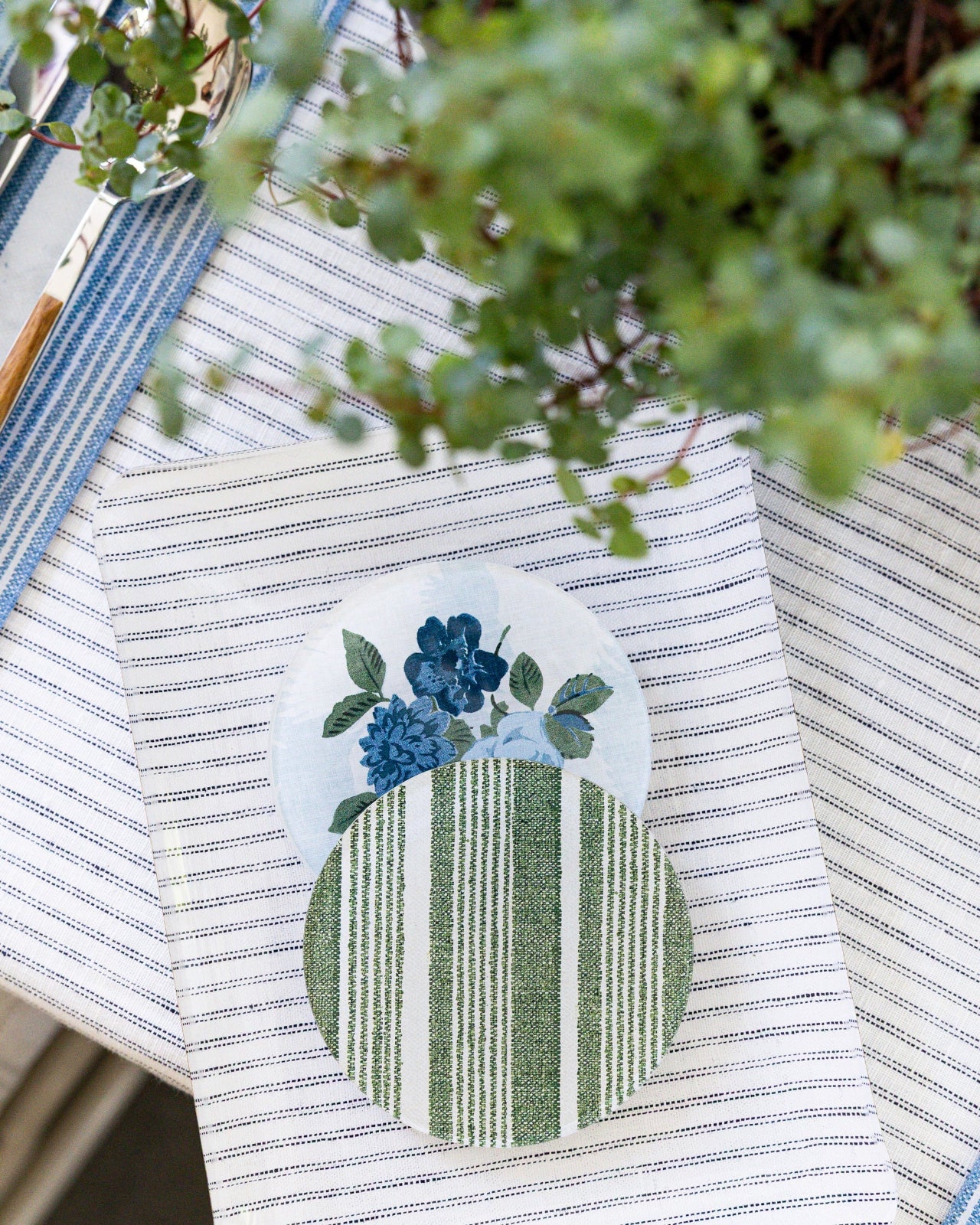 Green striped coaster from the Proper Table x Nathan Turner collaboration.