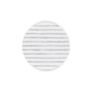 
                  
                    Linen-printed circular acrylic coaster in classic black and white ticking fabric.
                  
                